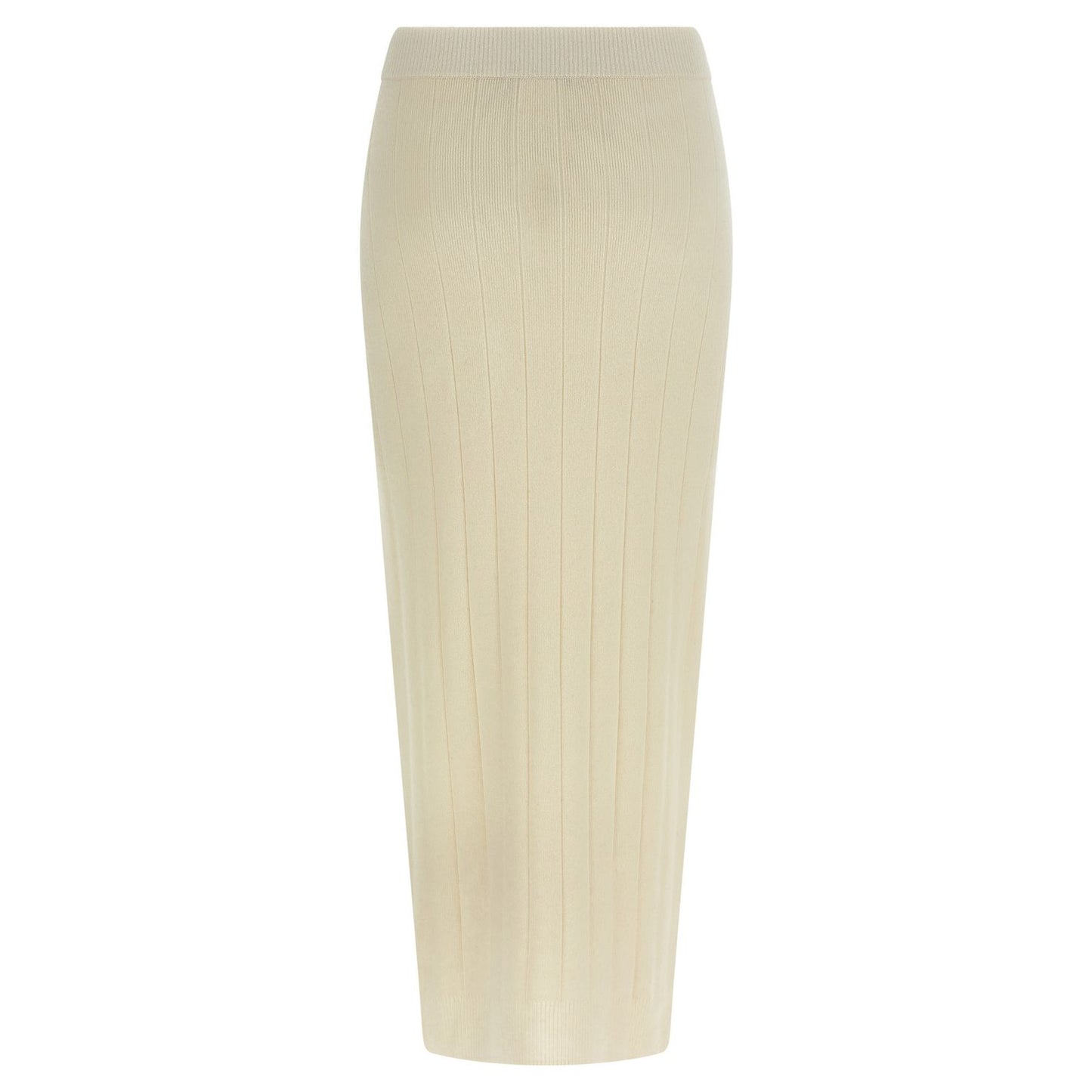 Max Mara White Cashmere Midi Skirt