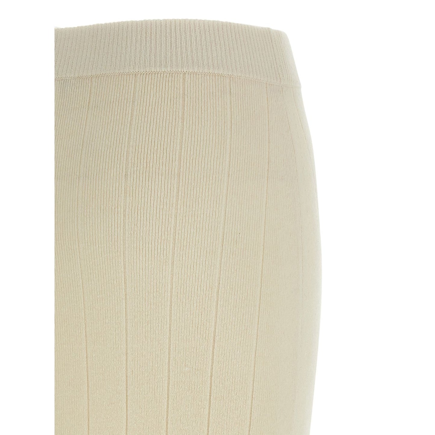 Max Mara White Cashmere Midi Skirt