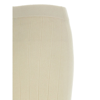 Max Mara White Cashmere Midi Skirt