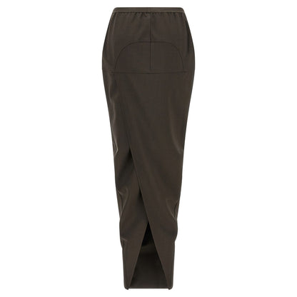 Rick Owens Gray Wool Mini Skirt