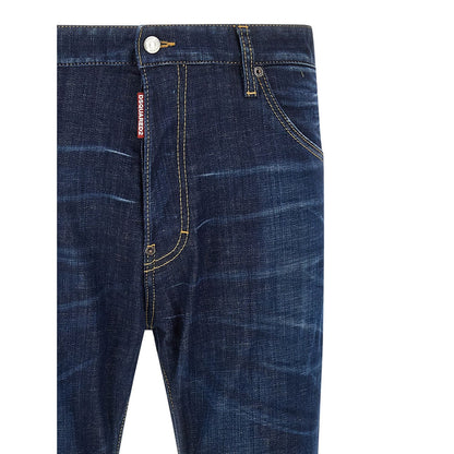 Dsquared² Blue Cotton Straight-Leg Jeans