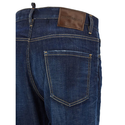 Dsquared² Blue Cotton Straight-Leg Jeans
