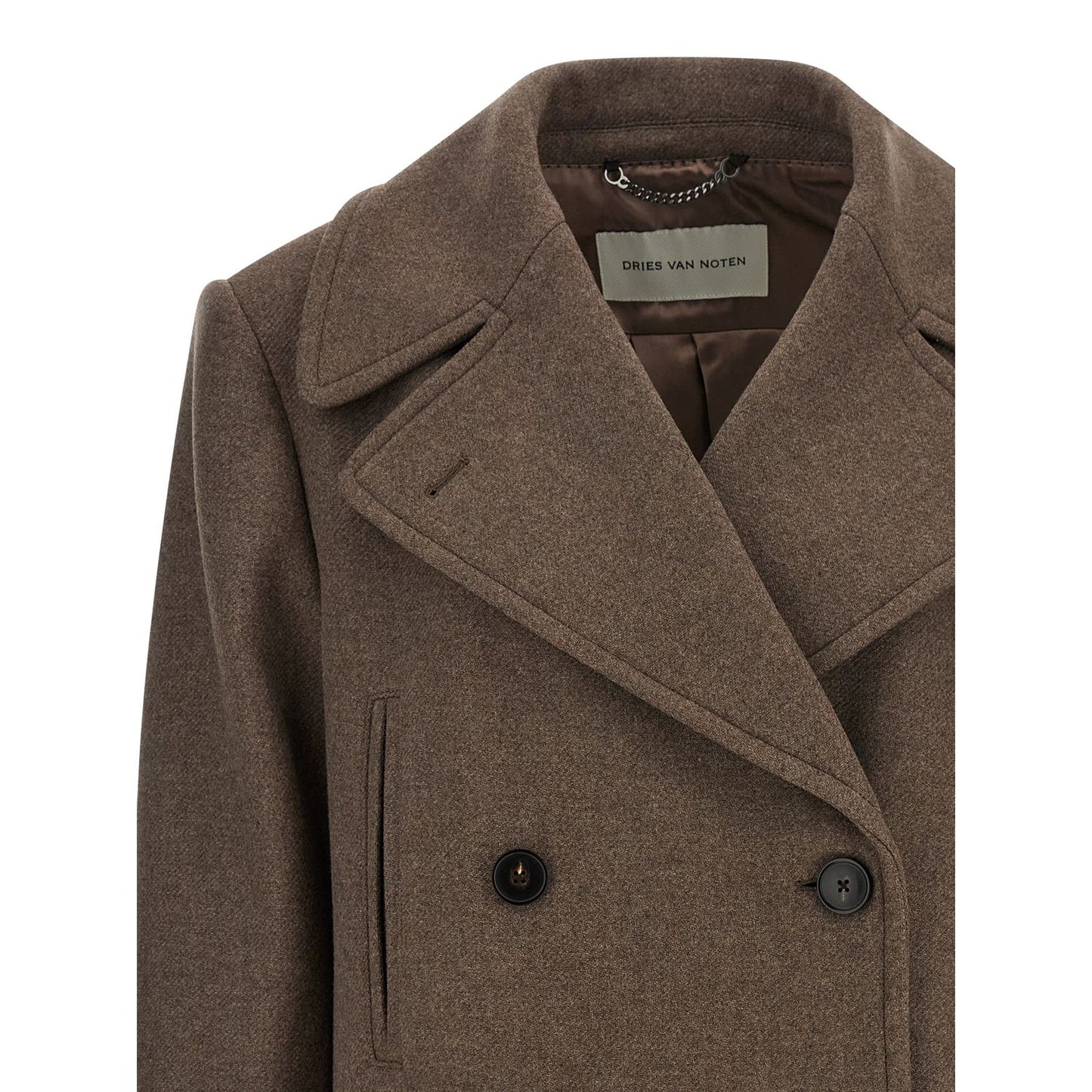 Dries Van Noten Brown Wool Coat
