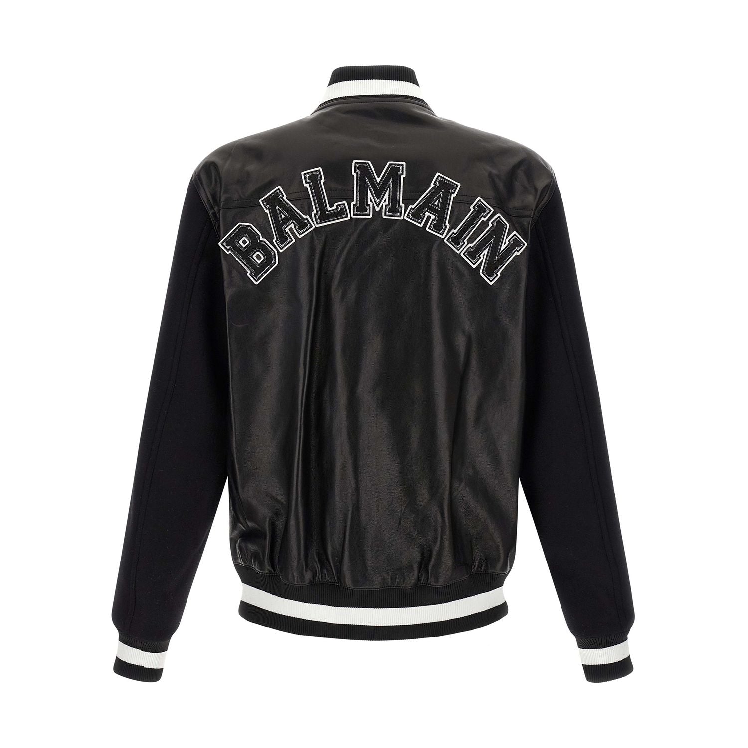 Balmain Bicolor Lamb Leather Leather Jacket