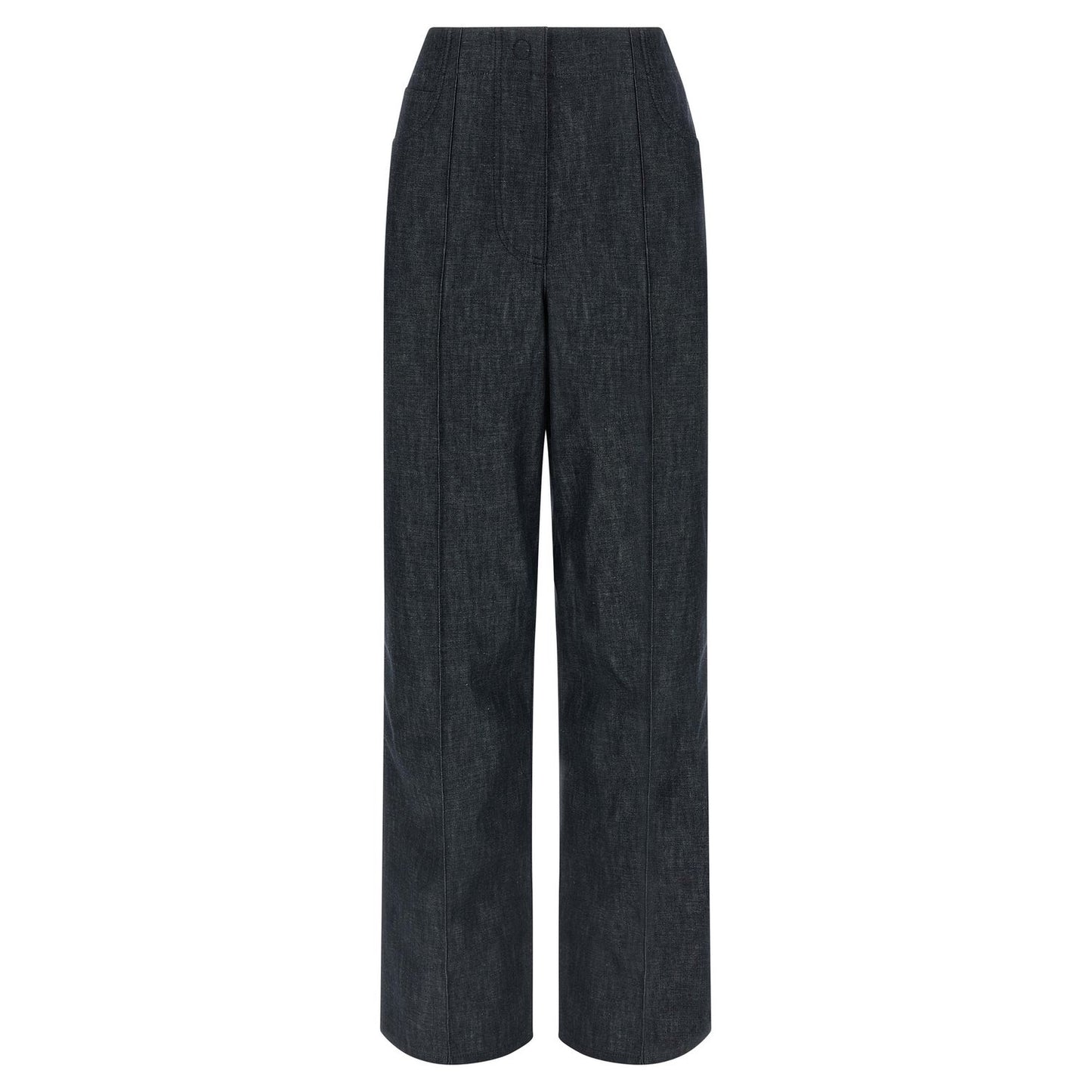 Fendi Blue Cotton High-Waisted Jean