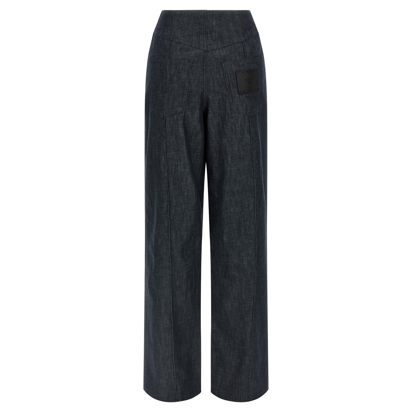 Fendi Blue Cotton High-Waisted Jean