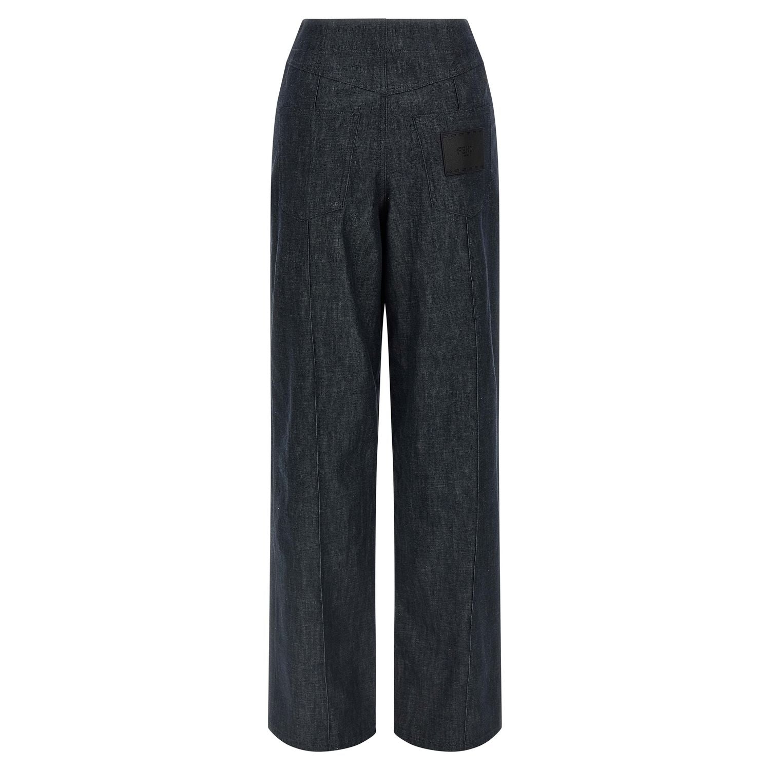 Fendi Blue Cotton High-Waisted Jean