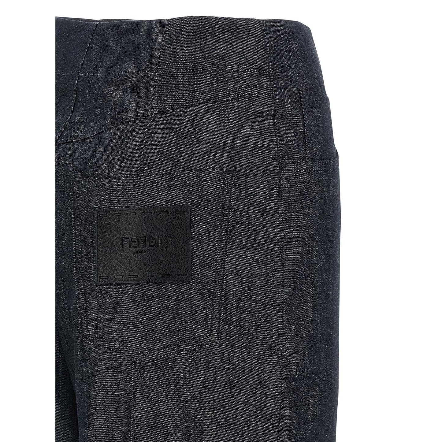 Fendi Blue Cotton High-Waisted Jean