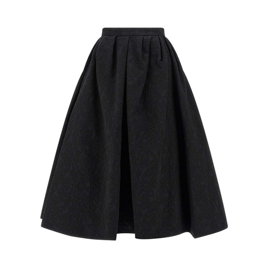 Carolina Herrera Black Cotton Midi Skirt