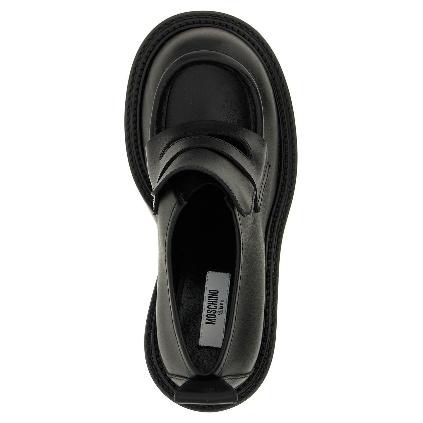 Moschino Black Leather Platform Loafers