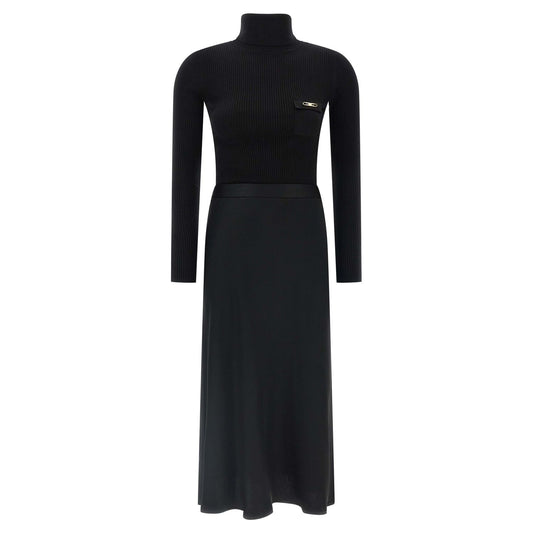 Elisabetta Franchi Black Lycra Midi Dress