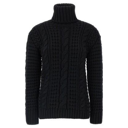 MONCLER GENIUS Black Virgin Wool Cardigan