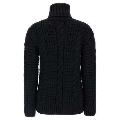 MONCLER GENIUS Black Virgin Wool Cardigan