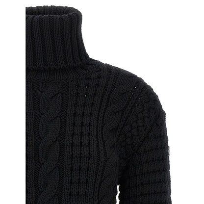 MONCLER GENIUS Black Virgin Wool Cardigan