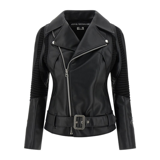 Junya Watanabe Black Artificial Leather Biker Jacket