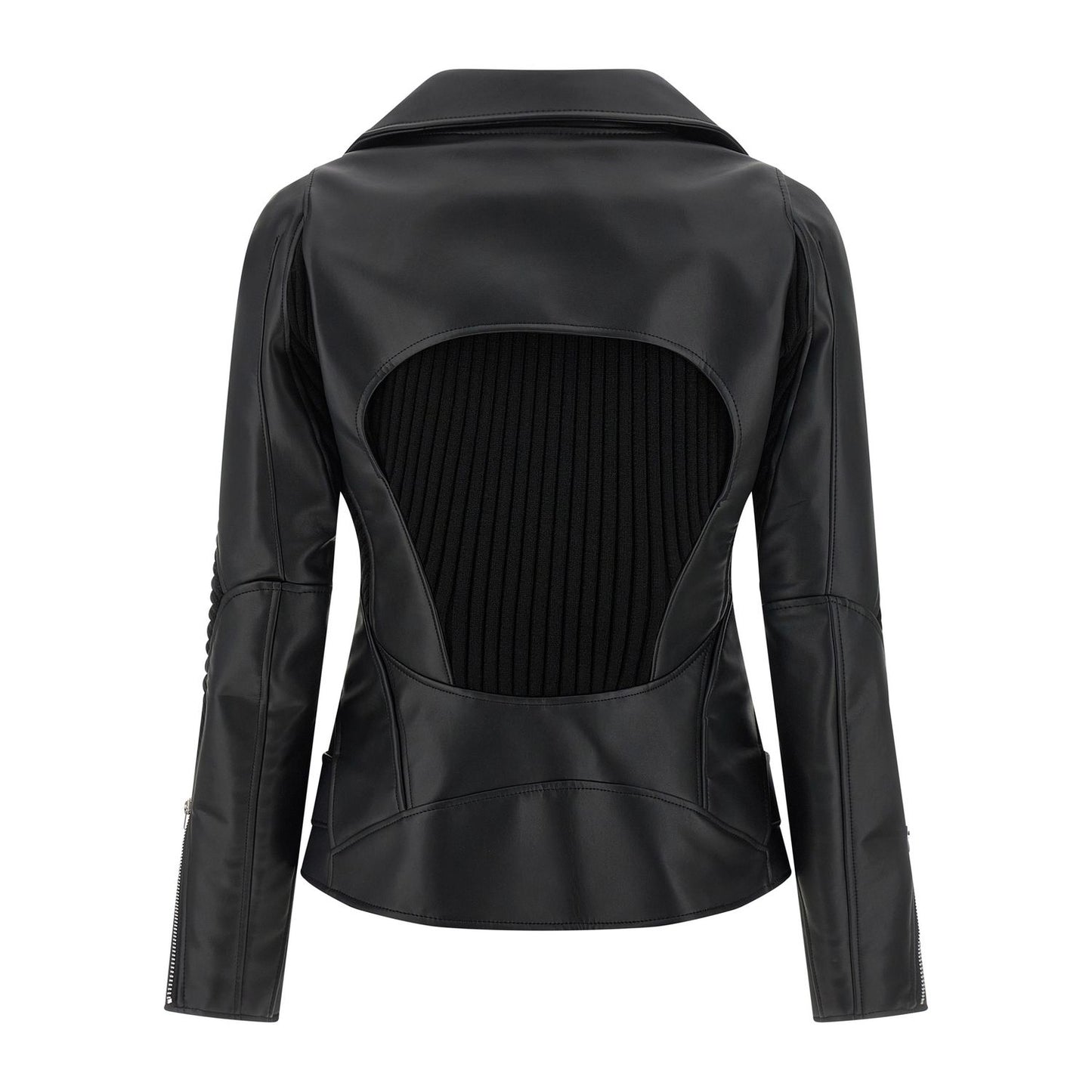 Junya Watanabe Black Artificial Leather Biker Jacket