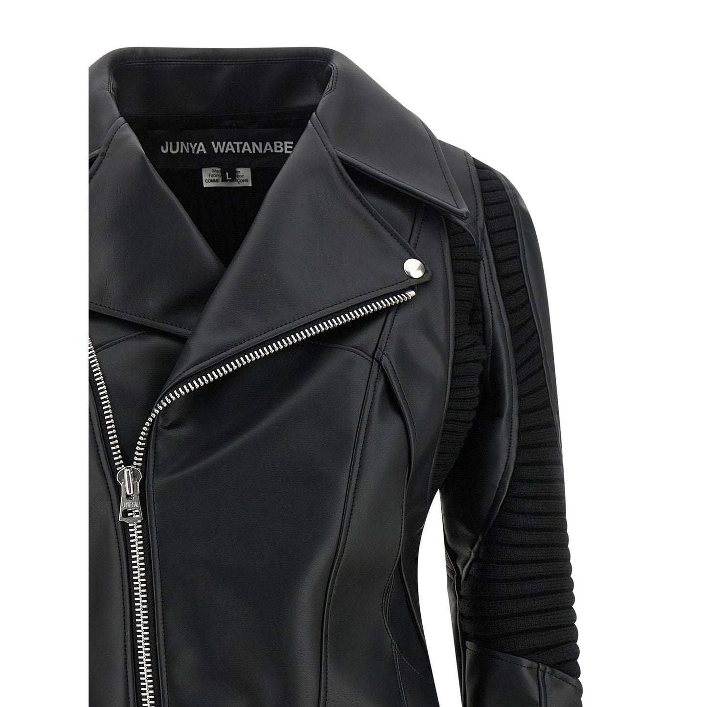 Junya Watanabe Black Artificial Leather Biker Jacket