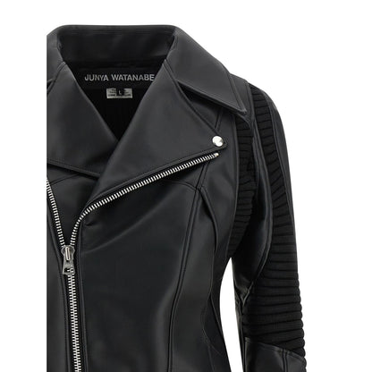 Junya Watanabe Black Artificial Leather Biker Jacket
