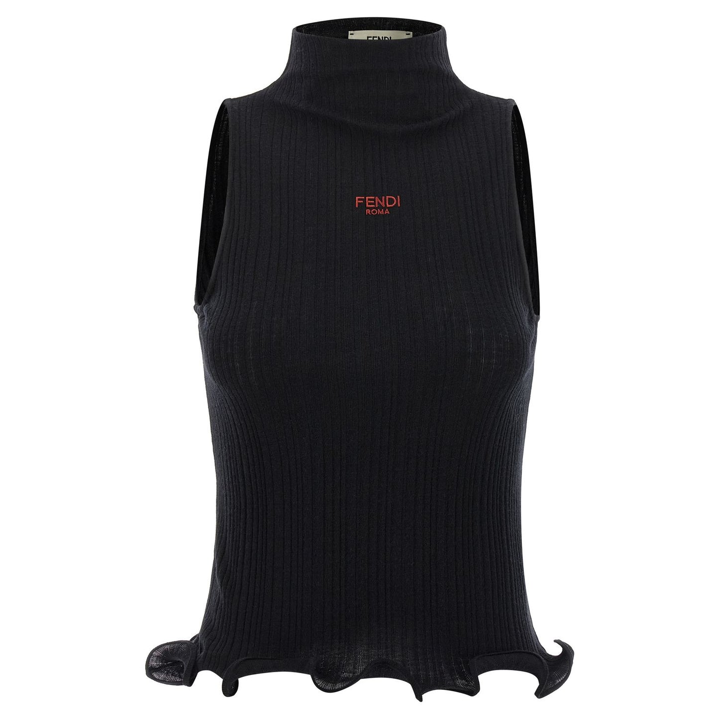 Fendi Black Polyester Sleeveles T-Shirt