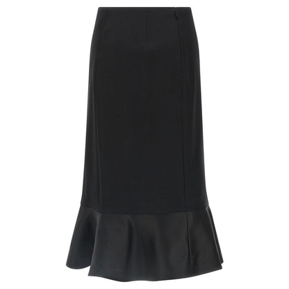 Fendi Black Virgin Wool Midi Skirt