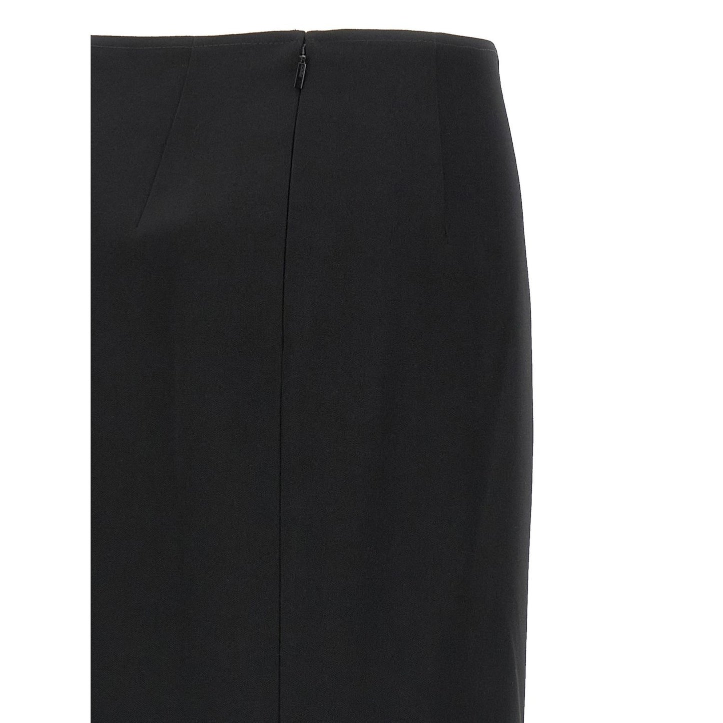 Fendi Black Virgin Wool Midi Skirt