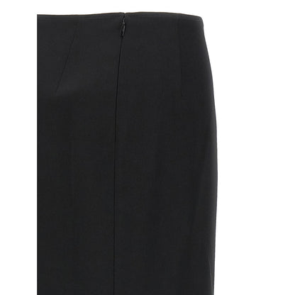 Fendi Black Virgin Wool Midi Skirt