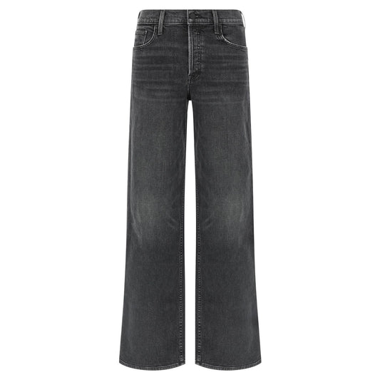 Mother Denim Black Cotton Straight-Leg Jeans