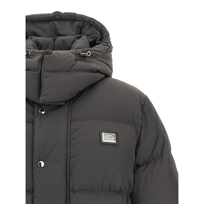 Dolce & Gabbana Gray Polyamide Full-Length Jacket