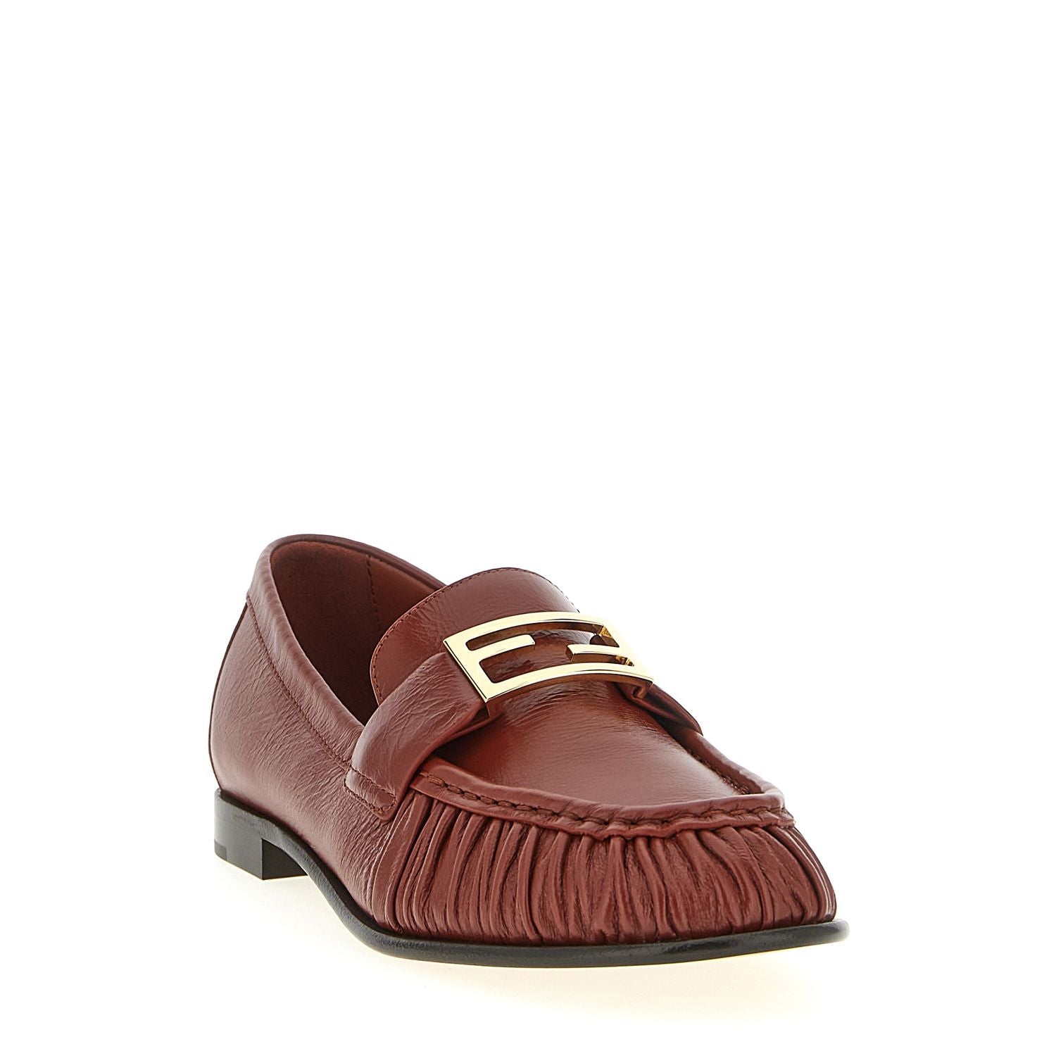 Fendi Brown Lamb Leather Slip-On Loafers