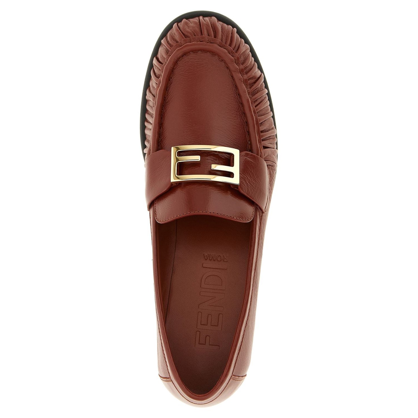 Fendi Brown Lamb Leather Slip-On Loafers