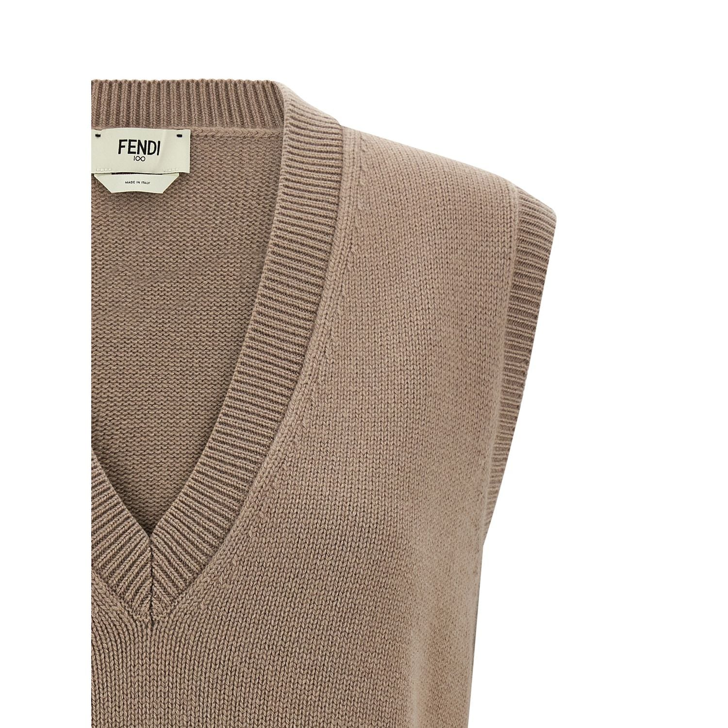 Fendi Beige Cashmere Sleeveless Jacket
