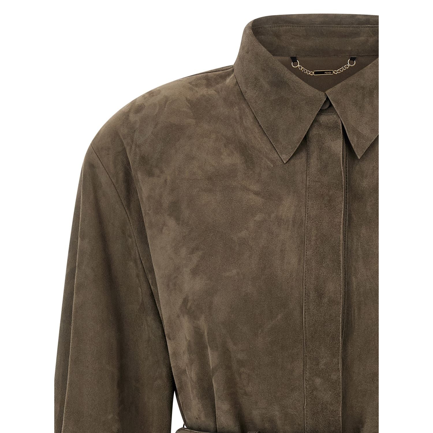 Fendi Gray Lamb Leather Blouse