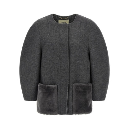 Fendi Gray Virgin Wool Coat
