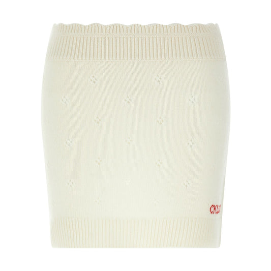 Chloé White Wool Long Skirt