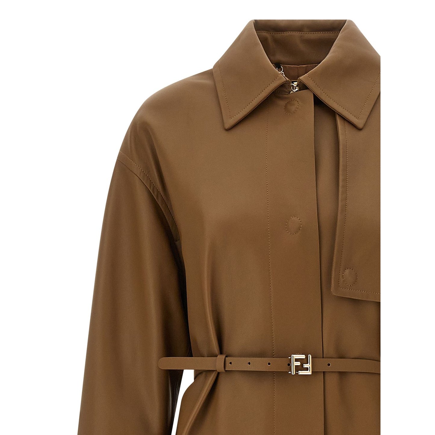 Fendi Brown Lamb Leather Coat