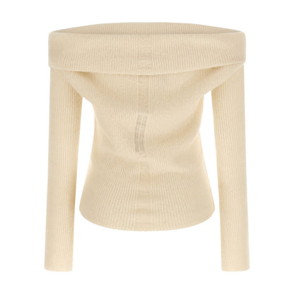 Rick Owens White Wool Cardigan