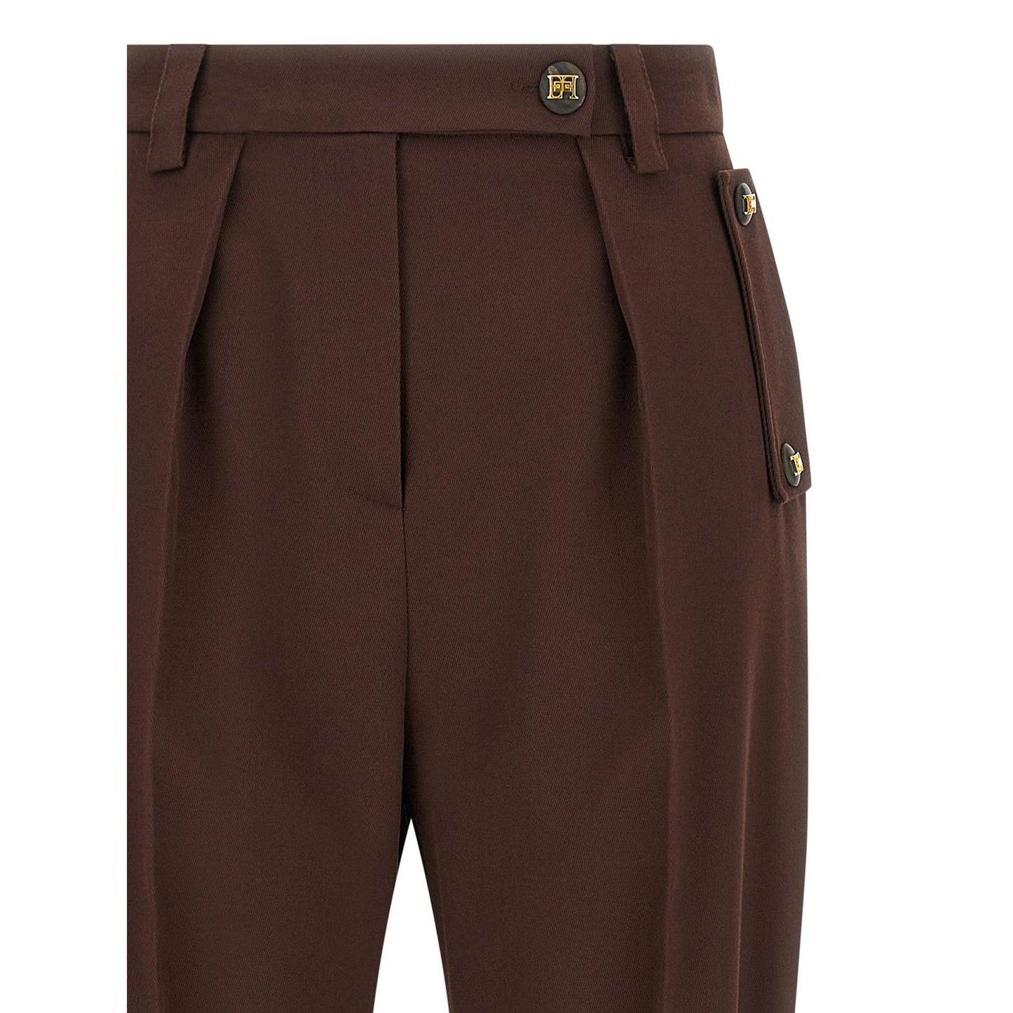 Elisabetta Franchi Brown Polyester Casual Pants