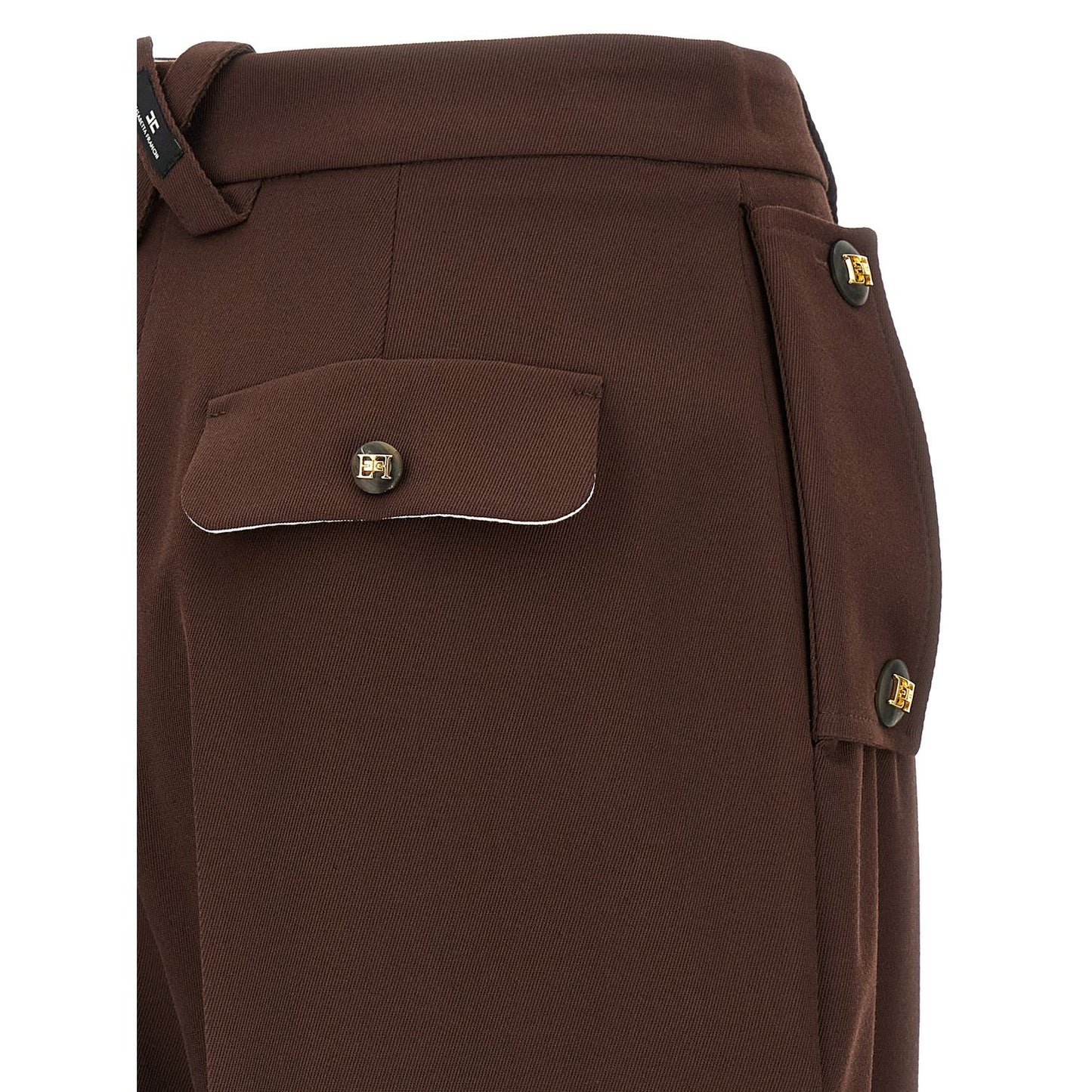 Elisabetta Franchi Brown Polyester Casual Pants