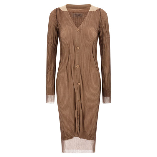 MM6 Maison Margiela Beige Polyamide Midi Dress