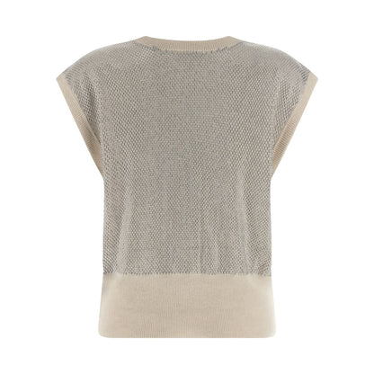 Haikure Beige Virgin Wool Sleeveless Jacket