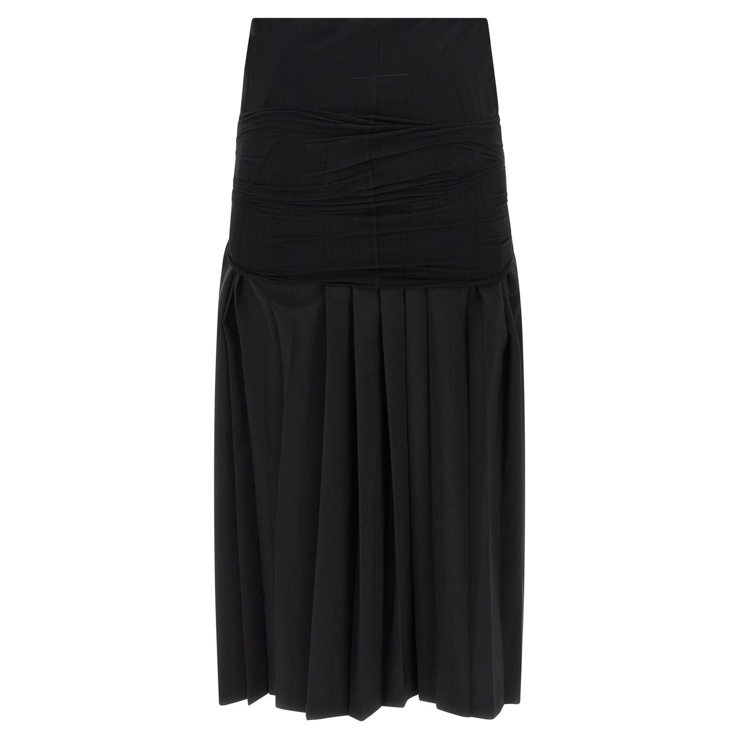 MM6 Maison Margiela Black Polyester Midi Skirt