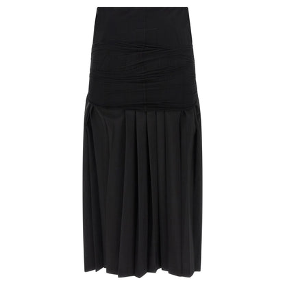 MM6 Maison Margiela Black Polyester Midi Skirt