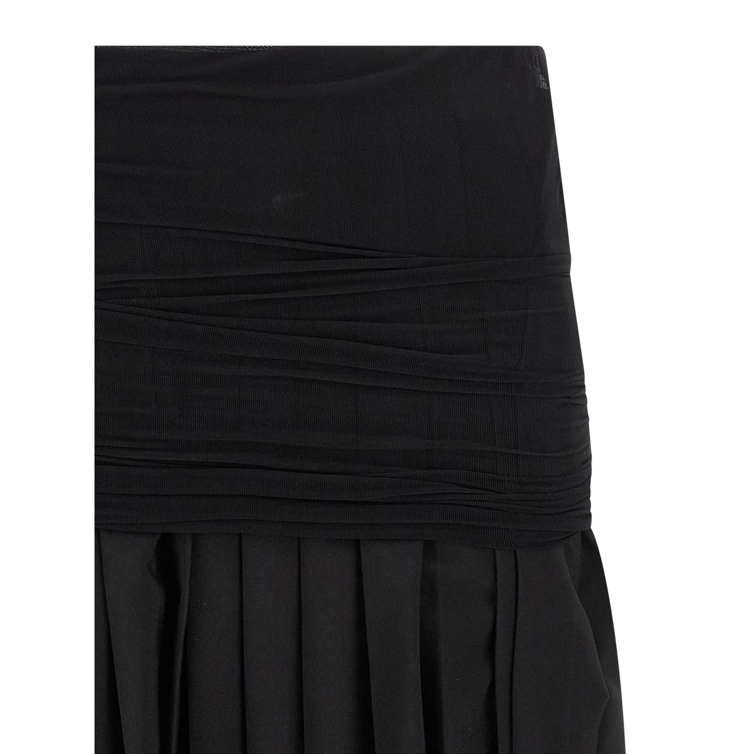 MM6 Maison Margiela Black Polyester Midi Skirt