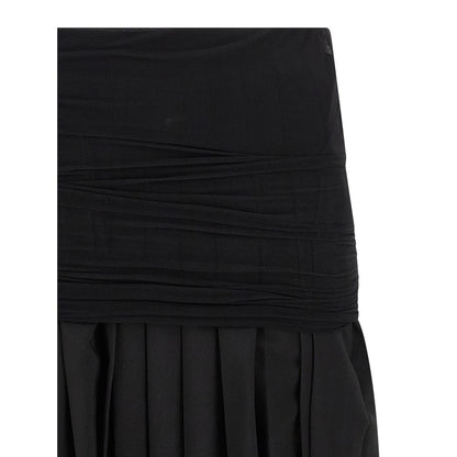 MM6 Maison Margiela Black Polyester Midi Skirt