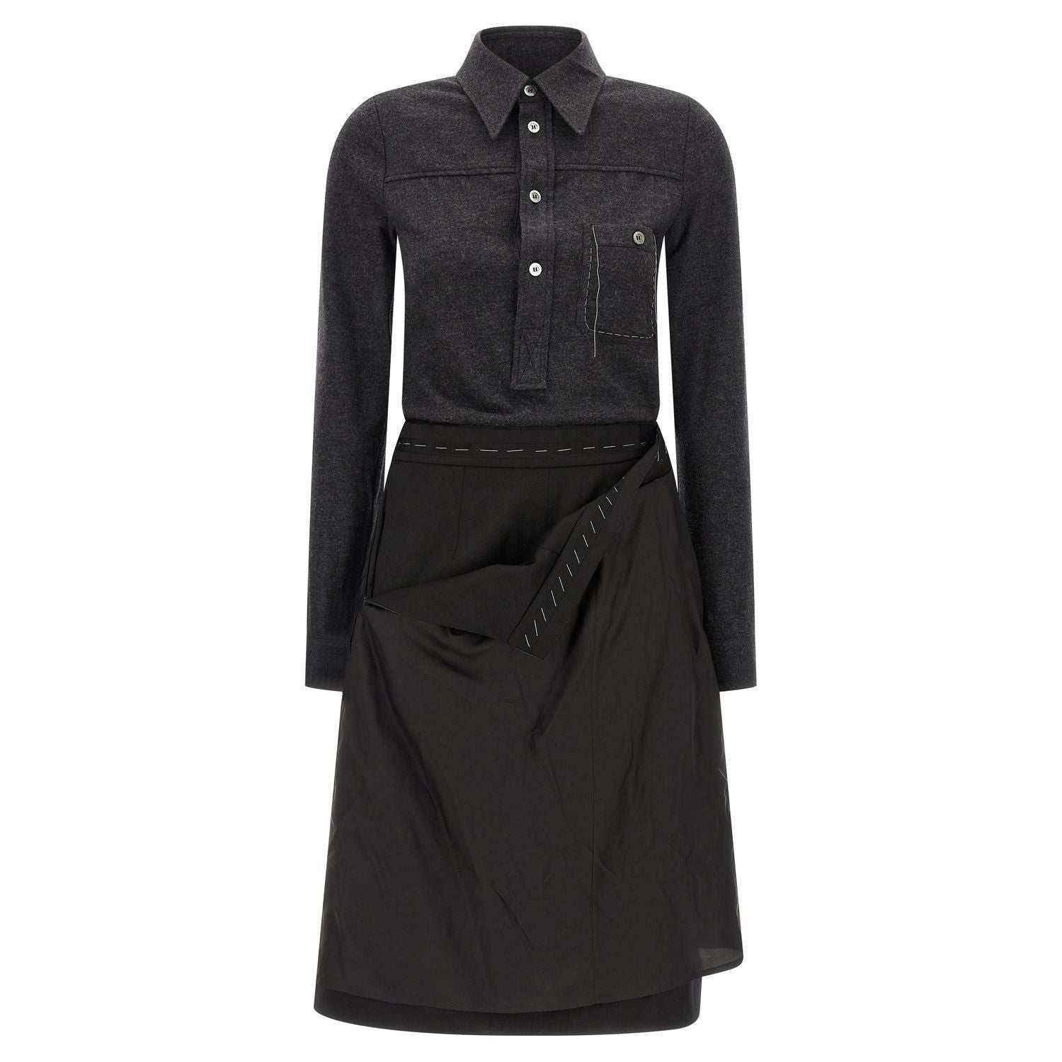 Maison Margiela Gray Virgin Wool Midi Dress
