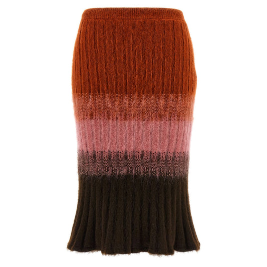 Fendi Multicolor Wool Midi Skirt