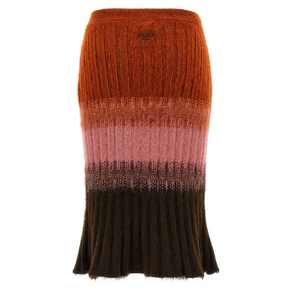 Fendi Multicolor Wool Midi Skirt