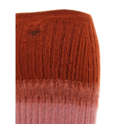 Fendi Multicolor Wool Midi Skirt