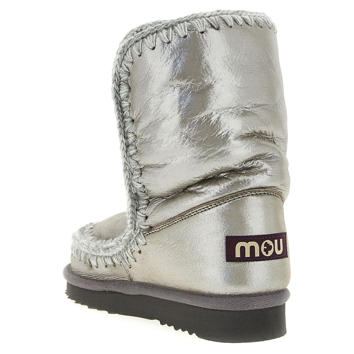 Mou Silver Lambskin Ankle Boots