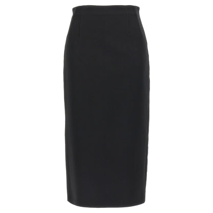 Max Mara Black Viscose Midi Skirt